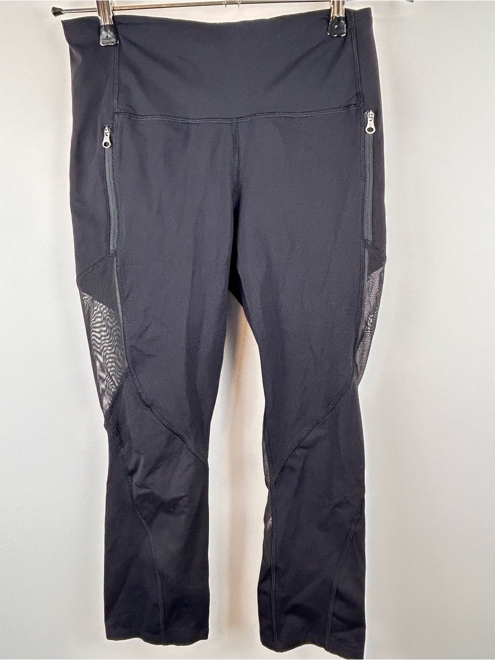 Lululemon Run Inspire Crop Black Mesh Pocket Leggings Women’s 6